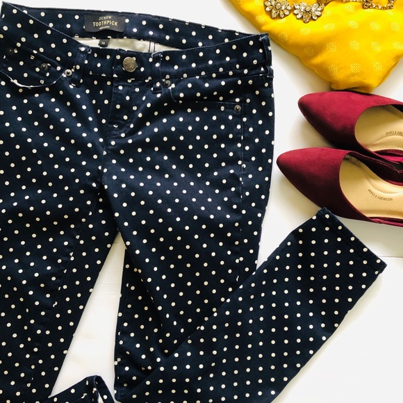 J. Crew Toothpick Polkadot skinny Pants Jeans 25 - Picture 3 of 6